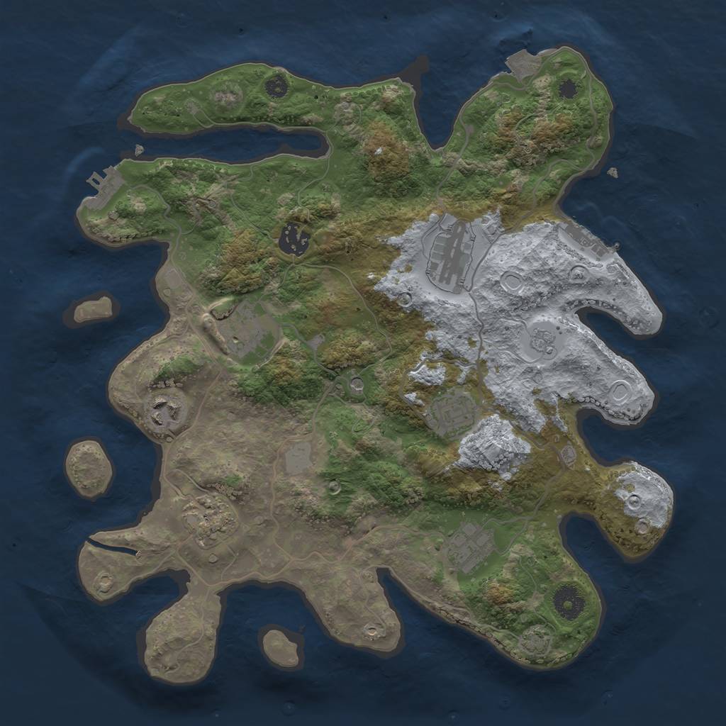 Rust Map: Procedural Map, Size: 3400, Seed: 101081854, 15 Monuments