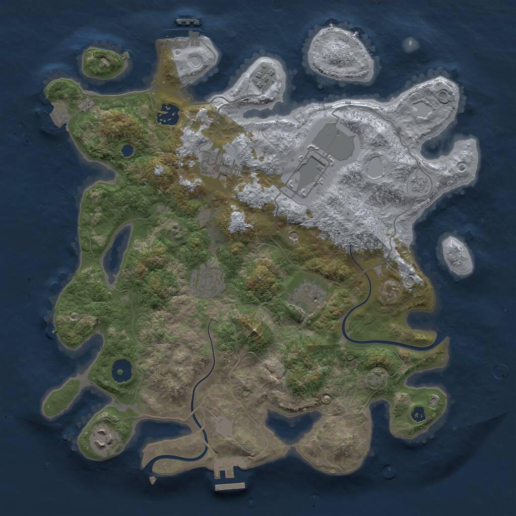 Rust Map: Procedural Map, Size: 3500, Seed: 1830958353, 13 Monuments