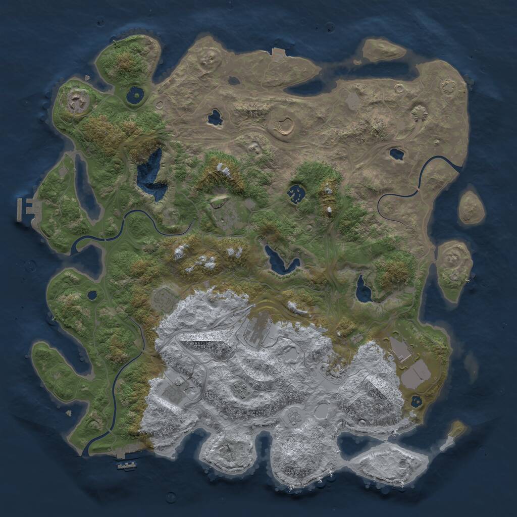 Rust Map: Procedural Map, Size: 4500, Seed: 345712, 16 Monuments