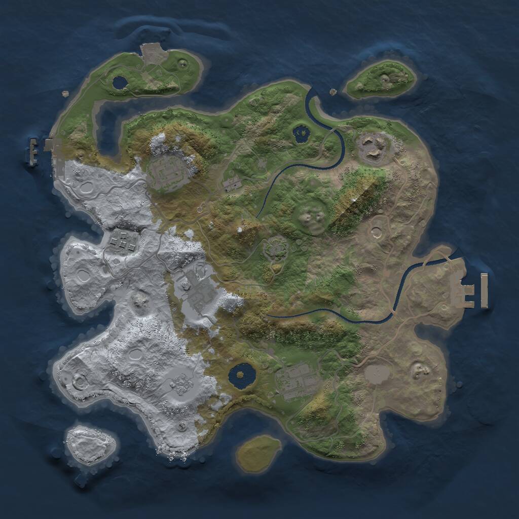 Rust Map: Procedural Map, Size: 3000, Seed: 1638138286, 11 Monuments