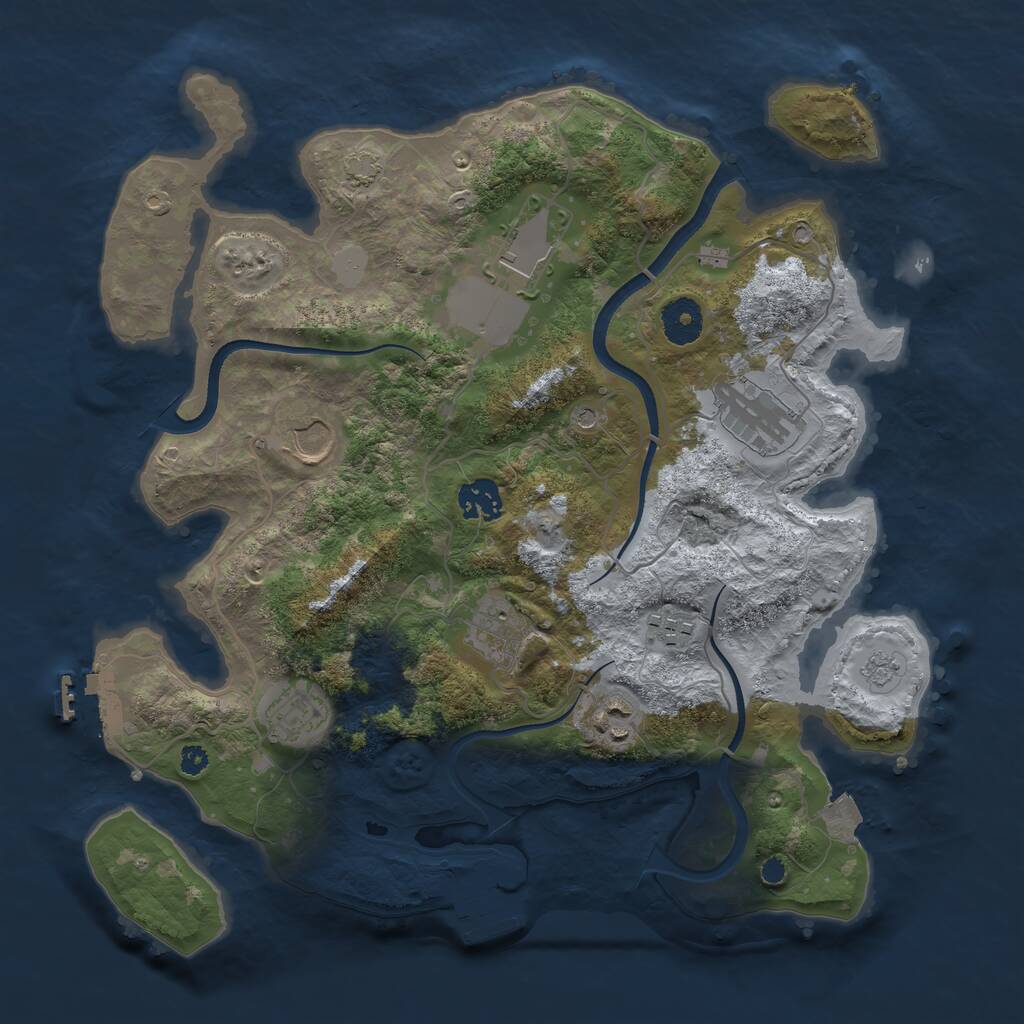 Rust Map: Procedural Map, Size: 3500, Seed: 1814363330, 16 Monuments