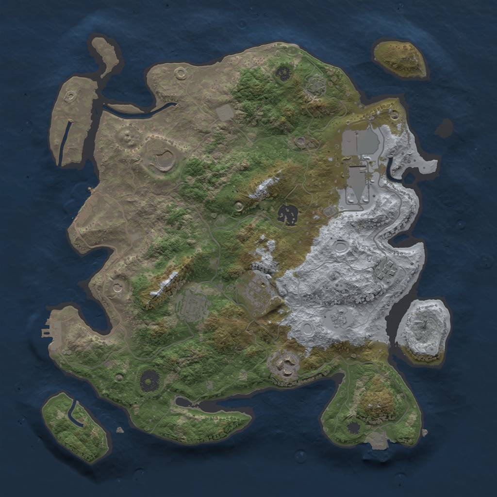 Rust Map: Procedural Map, Size: 3500, Seed: 1814363330, 15 Monuments