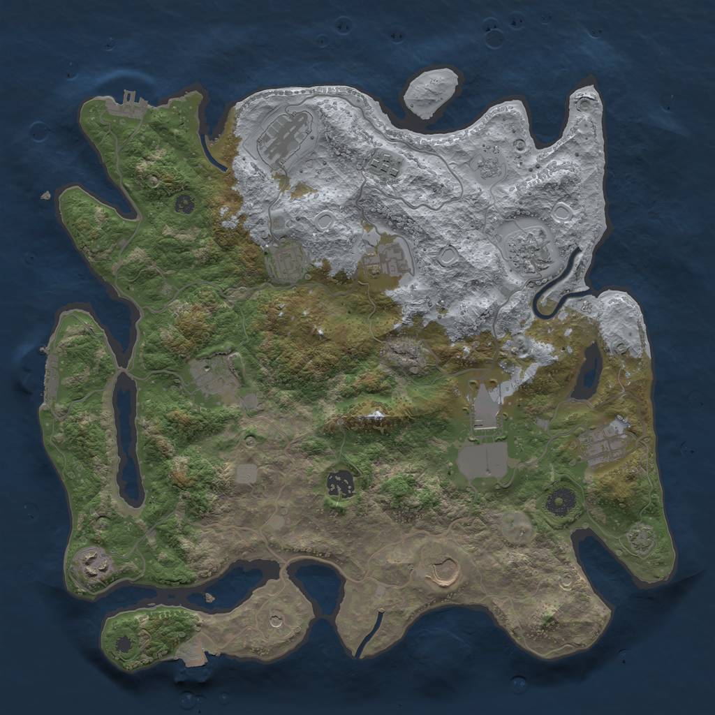 Rust Map: Procedural Map, Size: 3750, Seed: 971684, 19 Monuments