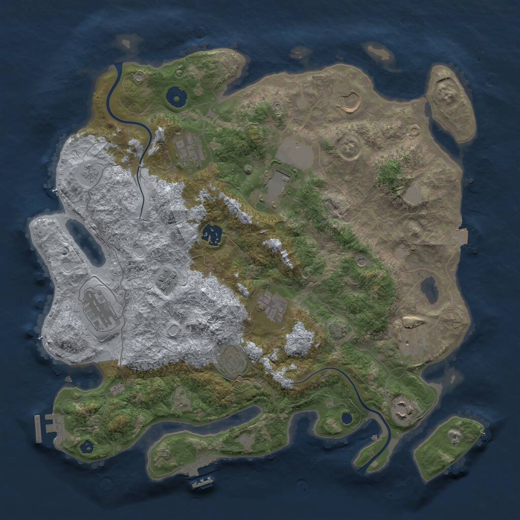 Rust Map: Procedural Map, Size: 3800, Seed: 85281363, 16 Monuments