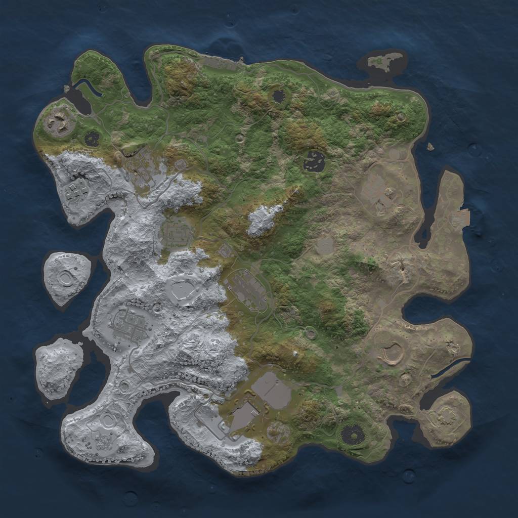 Rust Map: Procedural Map, Size: 3500, Seed: 181895550, 16 Monuments