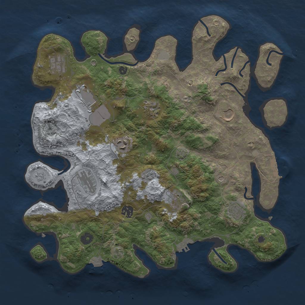 Rust Map: Procedural Map, Size: 3750, Seed: 933357, 18 Monuments