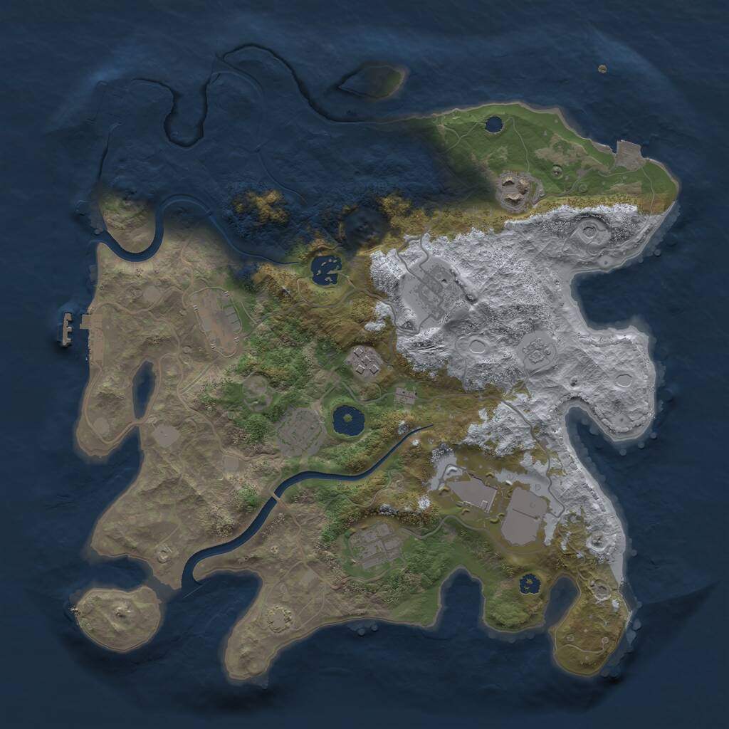 Rust Map: Procedural Map, Size: 3500, Seed: 9320, 14 Monuments