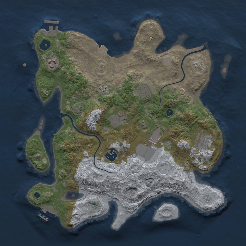 Rust Map: Procedural Map, Size: 3500, Seed: 990274, 13 Monuments
