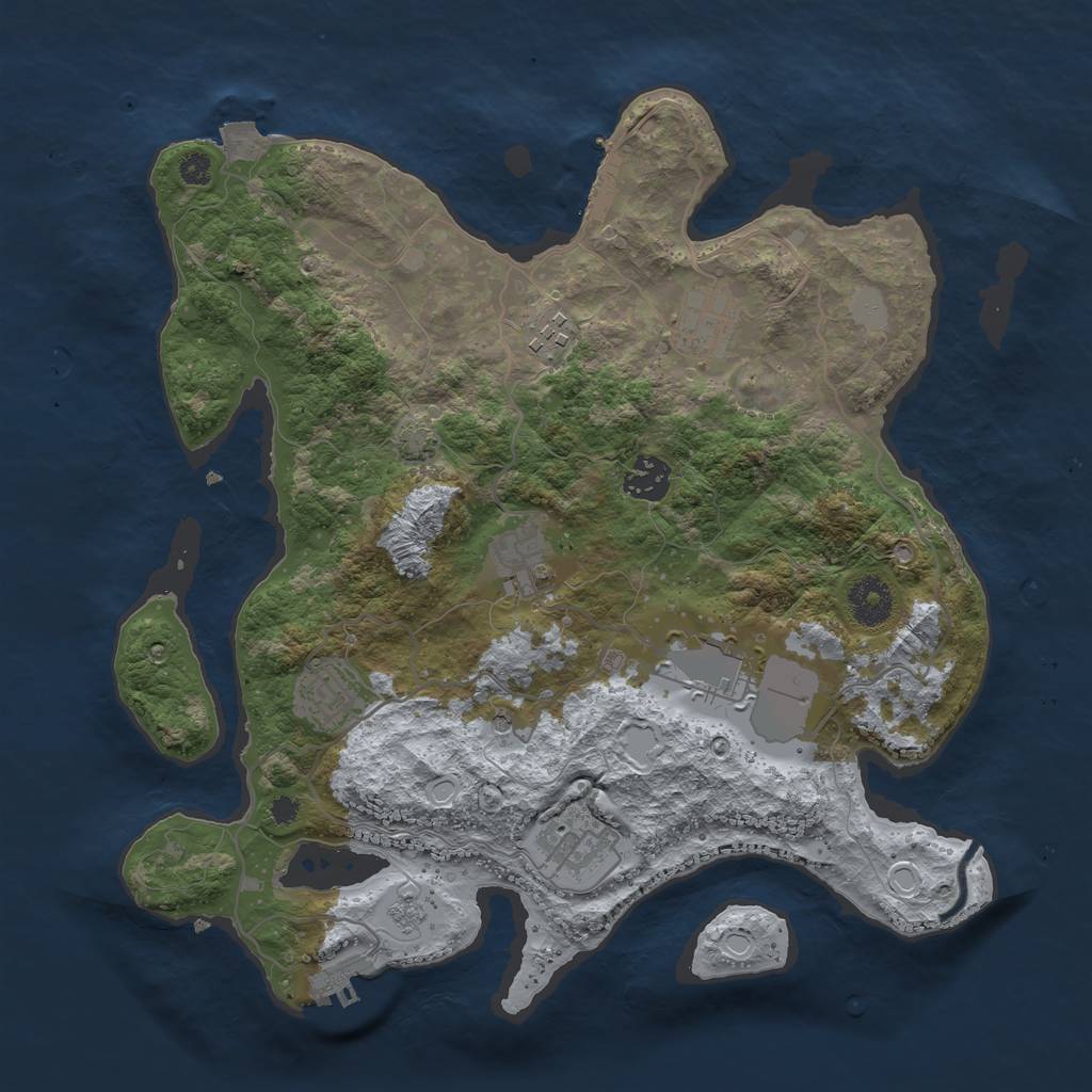 Rust Map: Procedural Map, Size: 3500, Seed: 990274, 15 Monuments