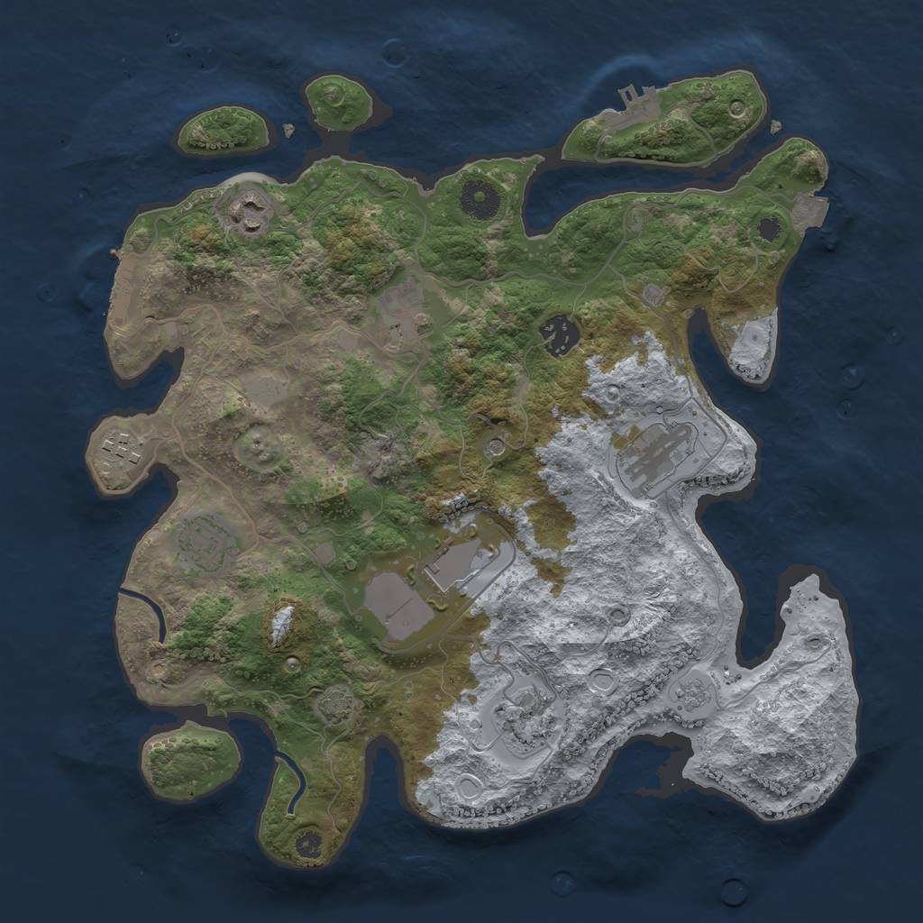 Rust Map: Procedural Map, Size: 3500, Seed: 998085, 16 Monuments