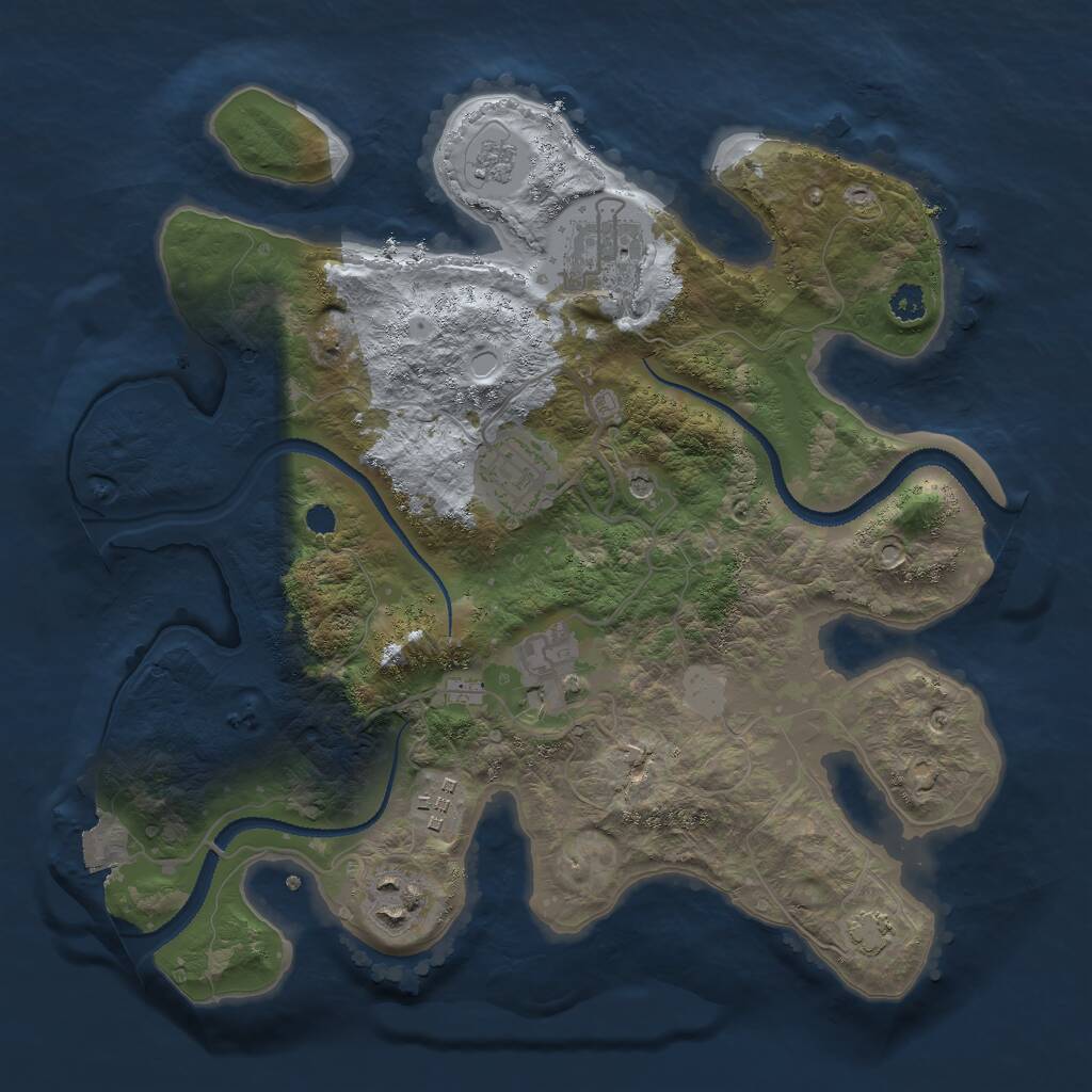 Rust Map: Procedural Map, Size: 3000, Seed: 2547180, 9 Monuments