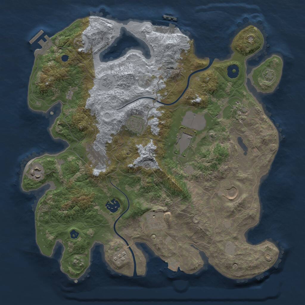 Rust Map: Procedural Map, Size: 3500, Seed: 596856469, 15 Monuments