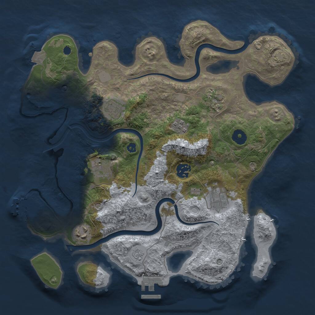 Rust Map: Procedural Map, Size: 3250, Seed: 1957805234, 13 Monuments