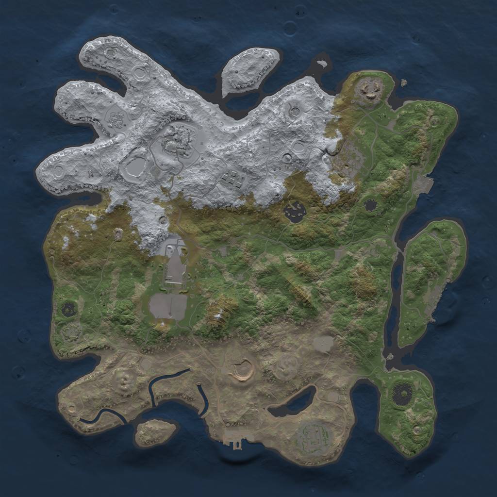 Rust Map: Procedural Map, Size: 3500, Seed: 25295, 16 Monuments