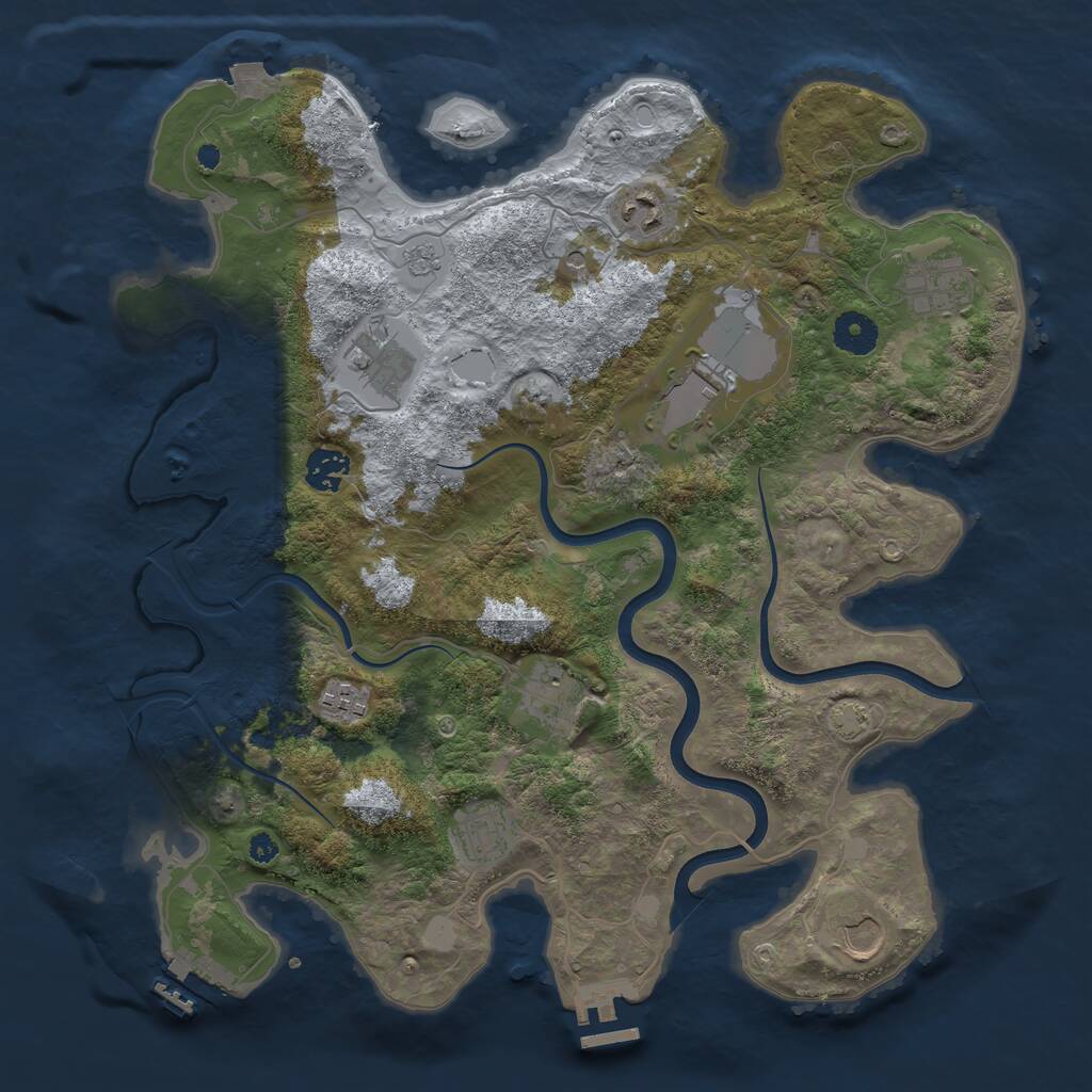 Rust Map: Procedural Map, Size: 3750, Seed: 43612, 15 Monuments