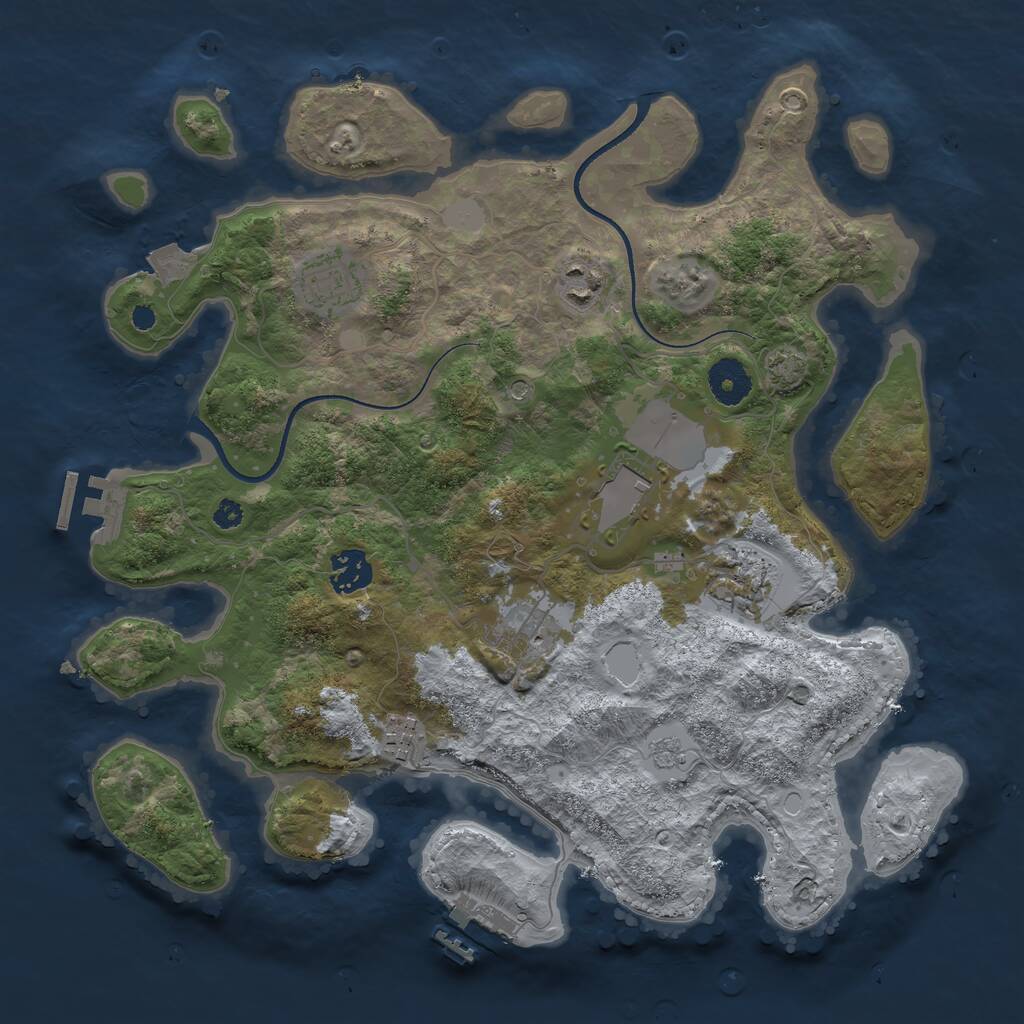 Rust Map: Procedural Map, Size: 3500, Seed: 1549941943, 13 Monuments