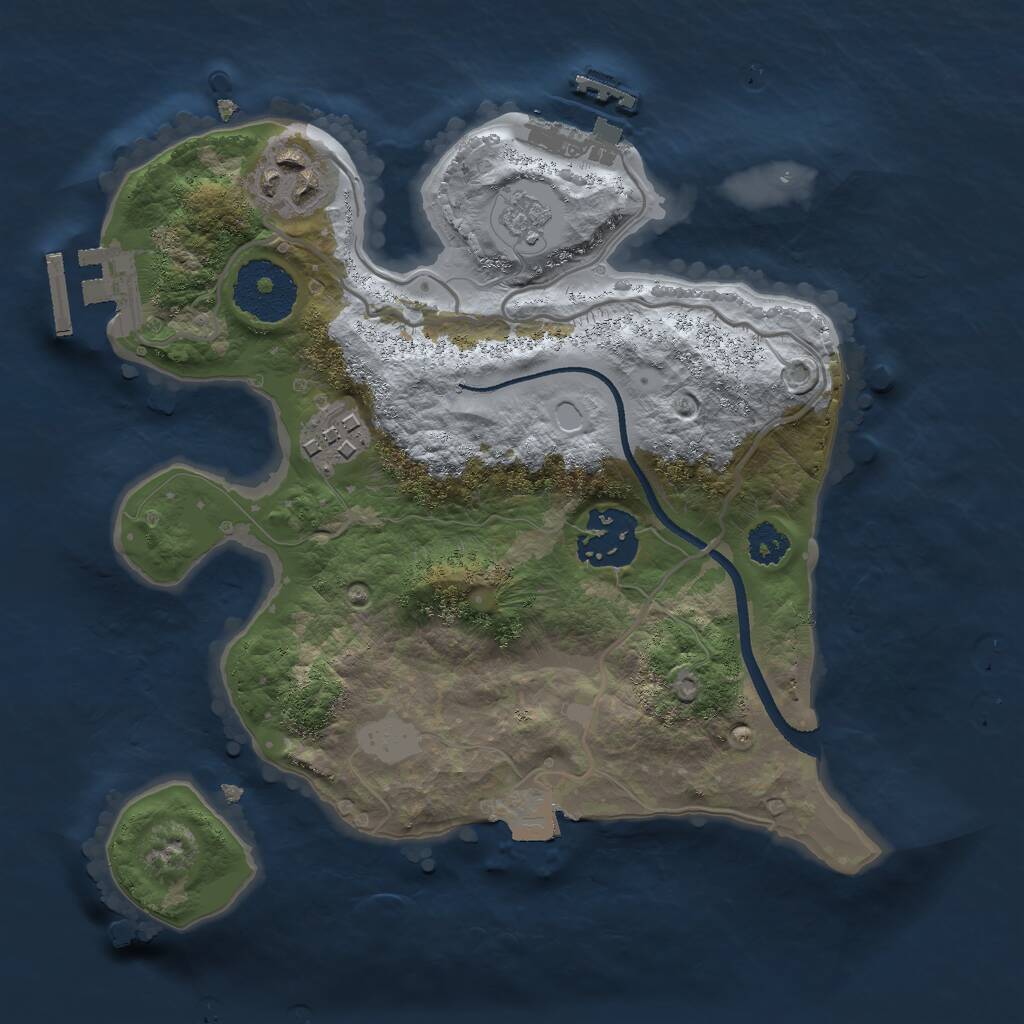 Rust Map: Procedural Map, Size: 2500, Seed: 23641123, 7 Monuments