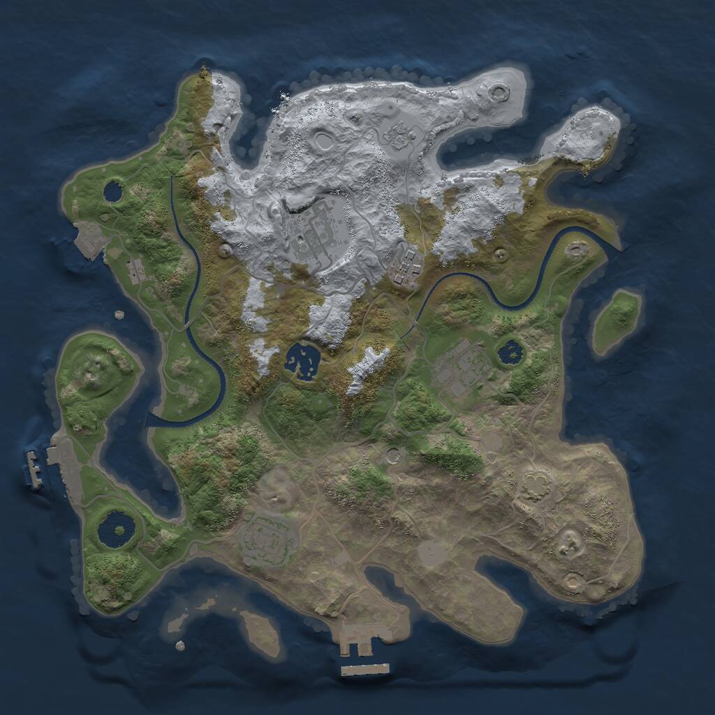 Rust Map: Procedural Map, Size: 3000, Seed: 544001328, 11 Monuments