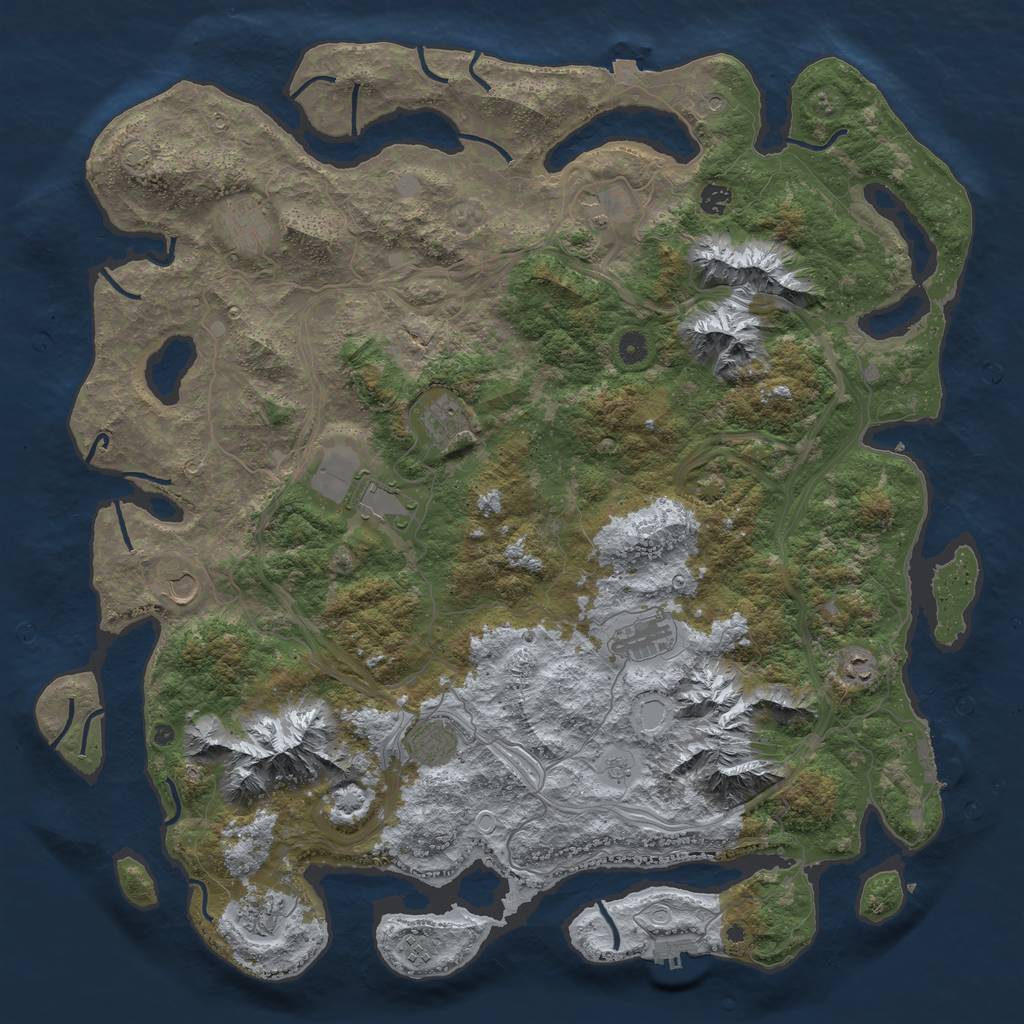 Rust Map: Procedural Map, Size: 5000, Seed: 1363072136, 19 Monuments