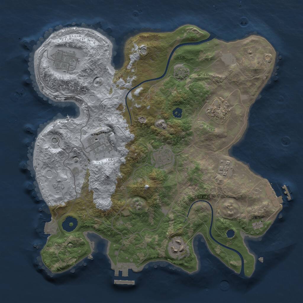 Rust Map: Procedural Map, Size: 3000, Seed: 2057096893, 12 Monuments