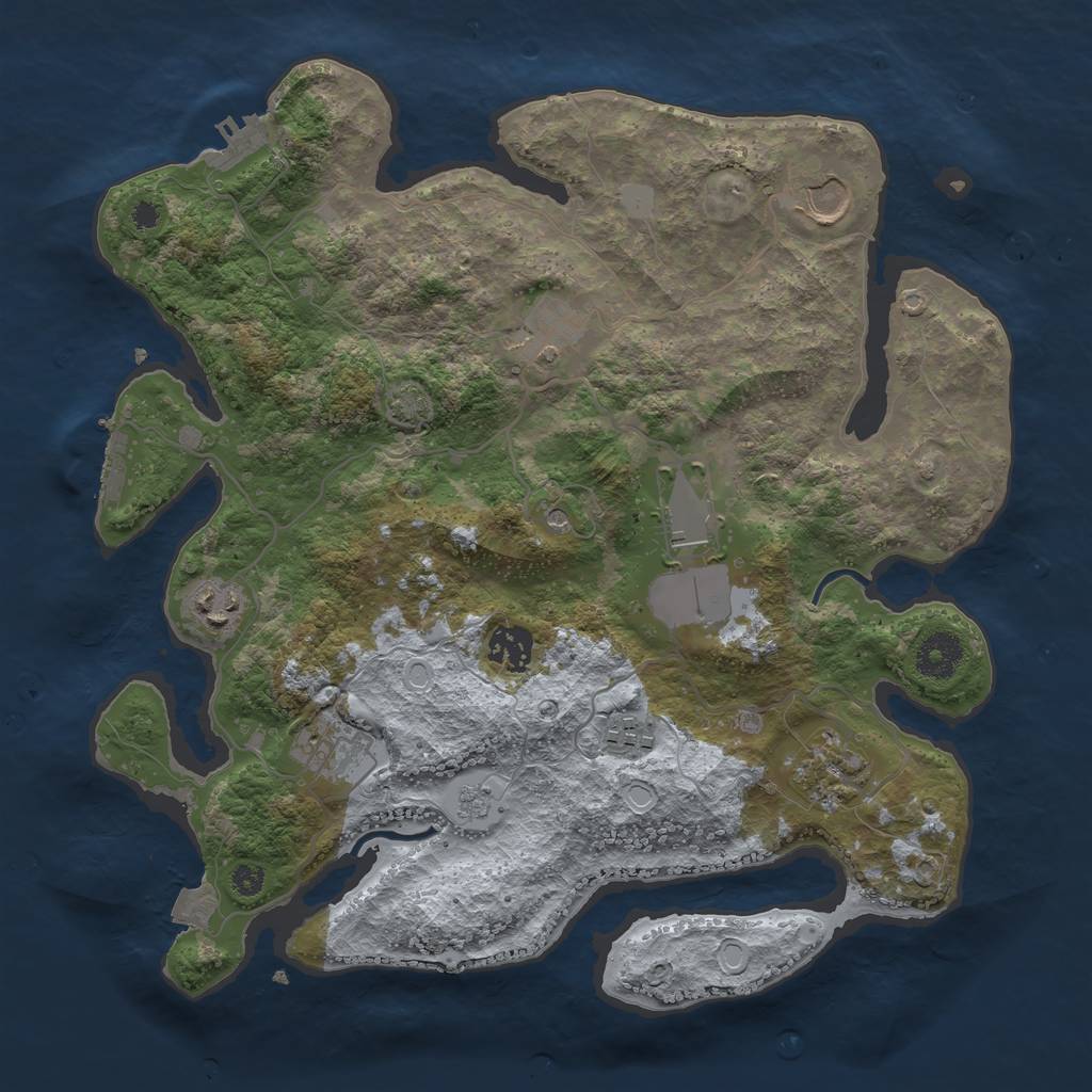 Rust Map: Procedural Map, Size: 3500, Seed: 8022024, 16 Monuments