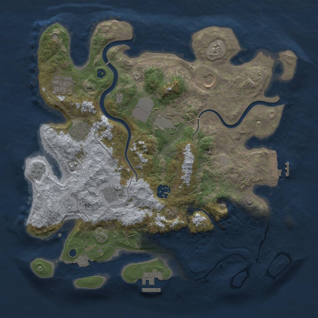 Rust Map: Procedural Map, Size: 3500, Seed: 885824224, 13 Monuments