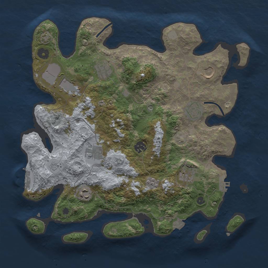 Rust Map: Procedural Map, Size: 3500, Seed: 885824224, 17 Monuments