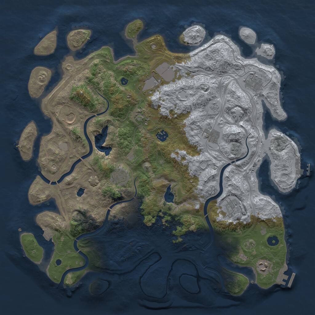 Rust Map: Procedural Map, Size: 4250, Seed: 1093304054, 16 Monuments