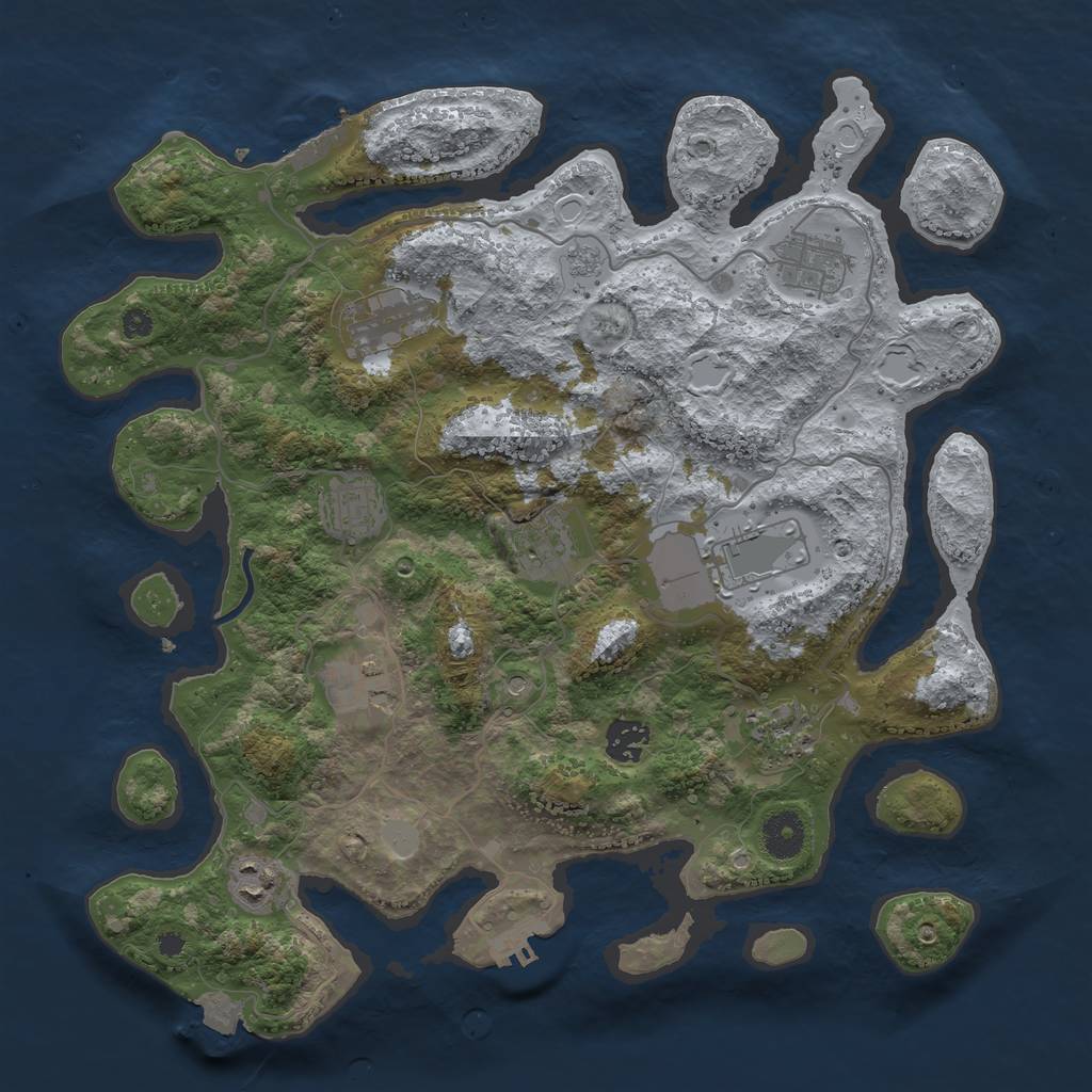 Rust Map: Procedural Map, Size: 3700, Seed: 991865004, 16 Monuments