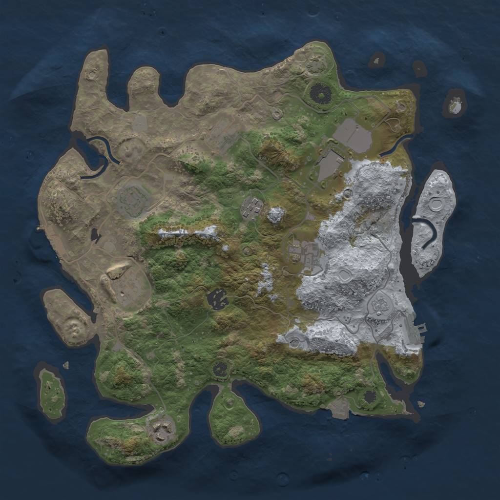 Rust Map: Procedural Map, Size: 3500, Seed: 834198993, 16 Monuments