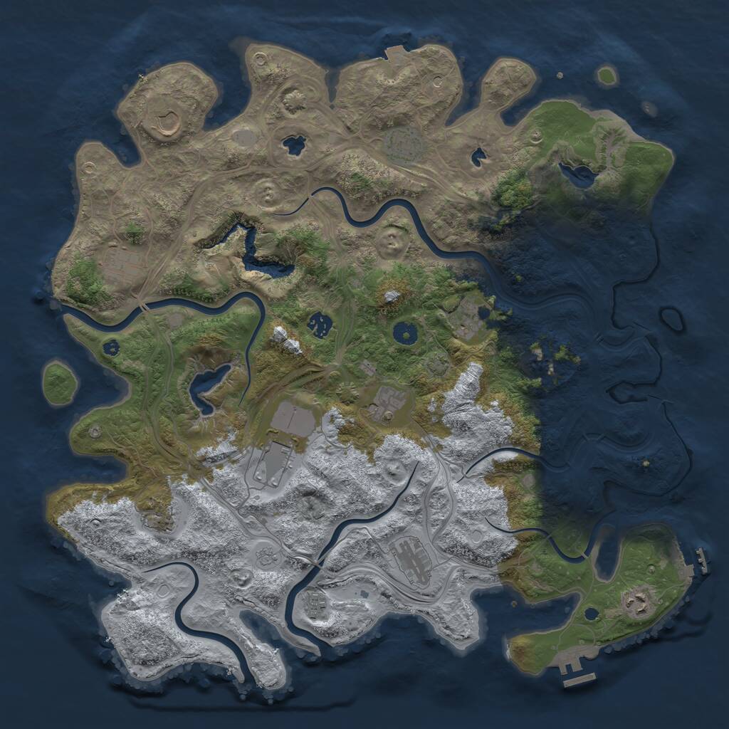 Rust Map: Procedural Map, Size: 4500, Seed: 400714412, 17 Monuments