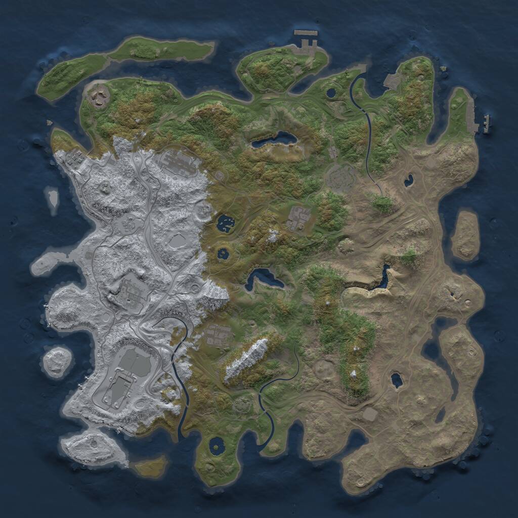 Rust Map: Procedural Map, Size: 4500, Seed: 1999215869, 15 Monuments