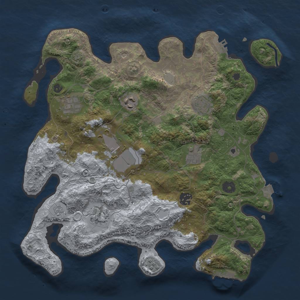 Rust Map: Procedural Map, Size: 3500, Seed: 170354956, 16 Monuments