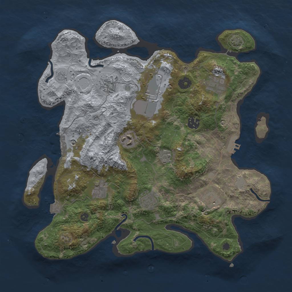 Rust Map: Procedural Map, Size: 3500, Seed: 61822960, 17 Monuments