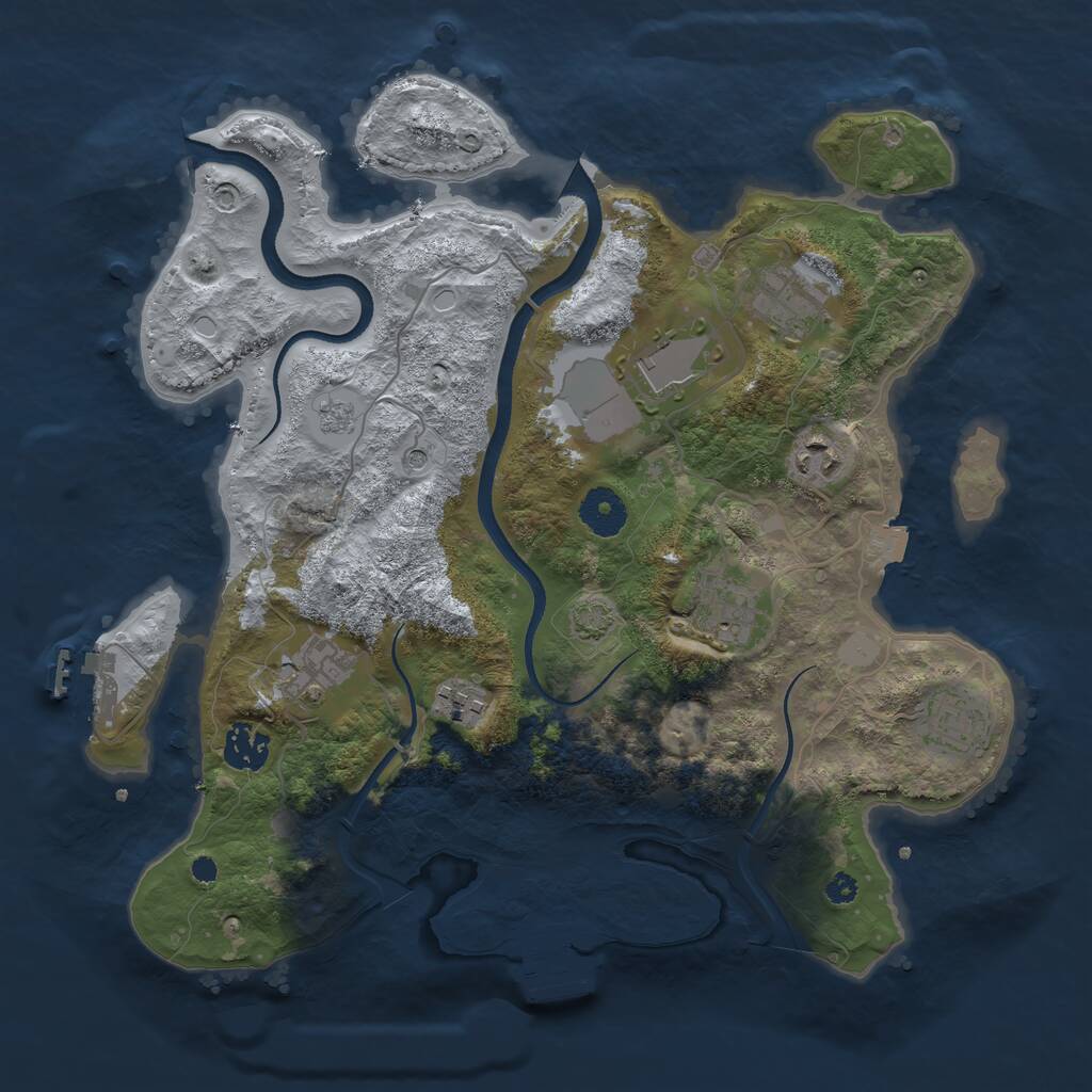 Rust Map: Procedural Map, Size: 3500, Seed: 61822960, 14 Monuments