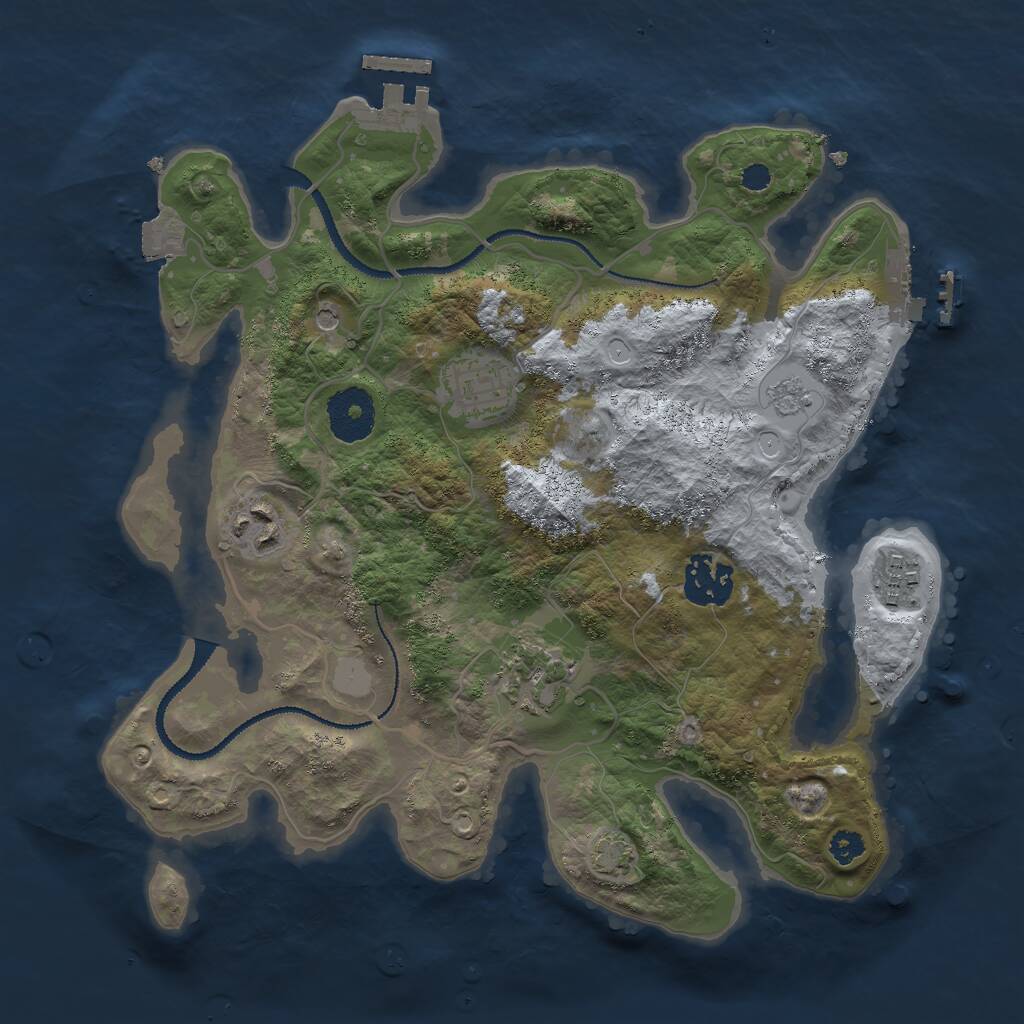 Rust Map: Procedural Map, Size: 3000, Seed: 17128, 11 Monuments