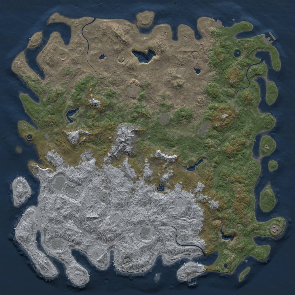 Rust Map: Procedural Map, Size: 6000, Seed: 906337447, 17 Monuments