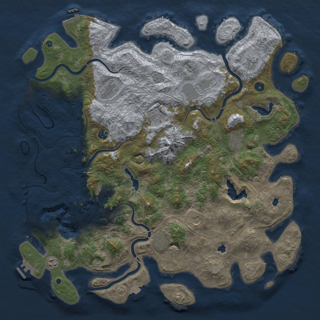Rust Map: Procedural Map, Size: 5000, Seed: 3126, 17 Monuments