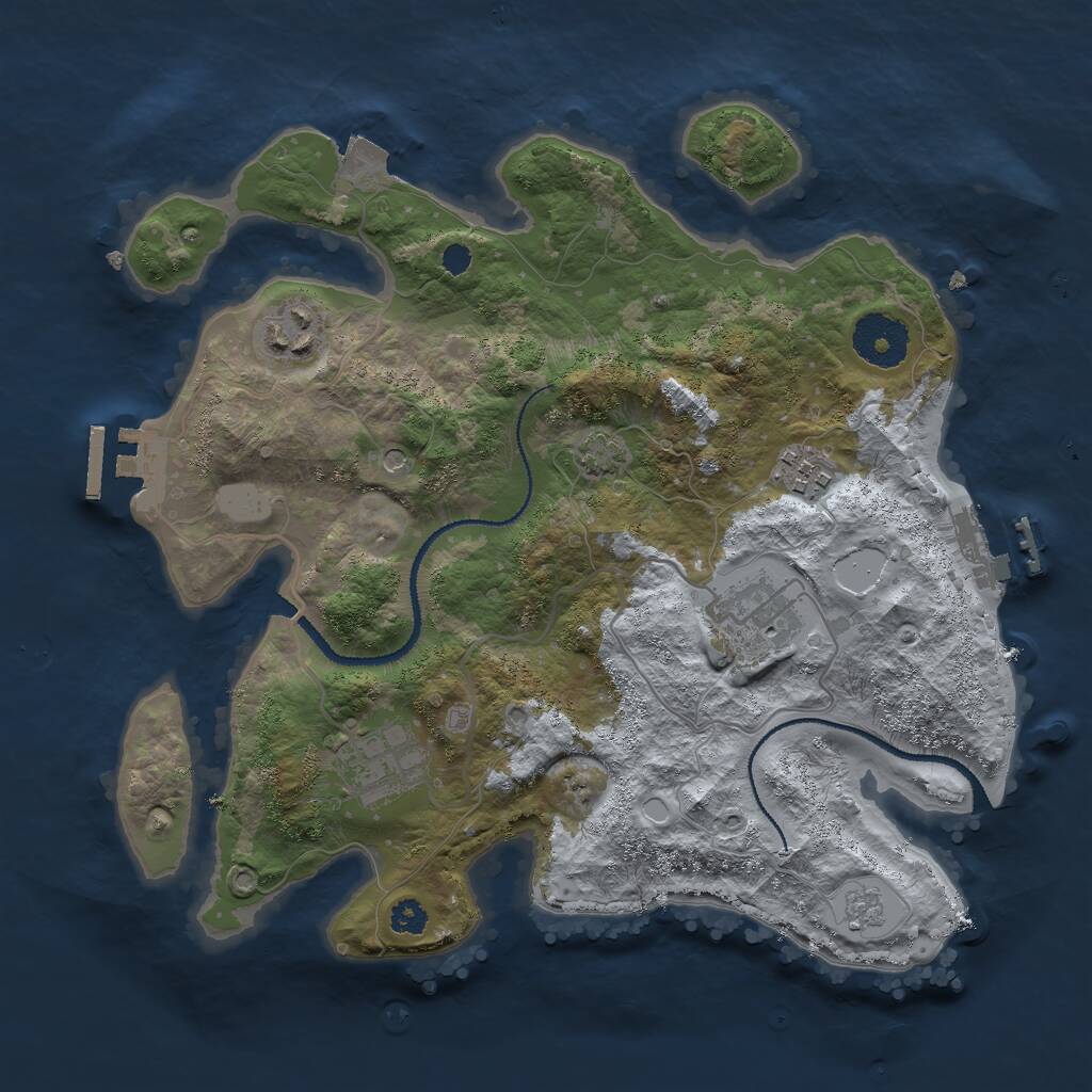 Rust Map: Procedural Map, Size: 3000, Seed: 8079243, 10 Monuments