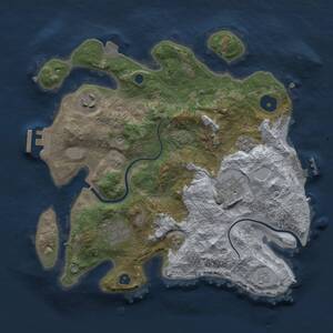 Thumbnail Rust Map: Procedural Map, Size: 3000, Seed: 8079243, 10 Monuments