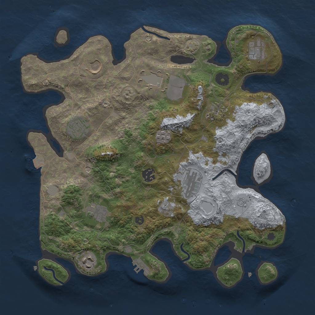 Rust Map: Procedural Map, Size: 3500, Seed: 811227, 17 Monuments