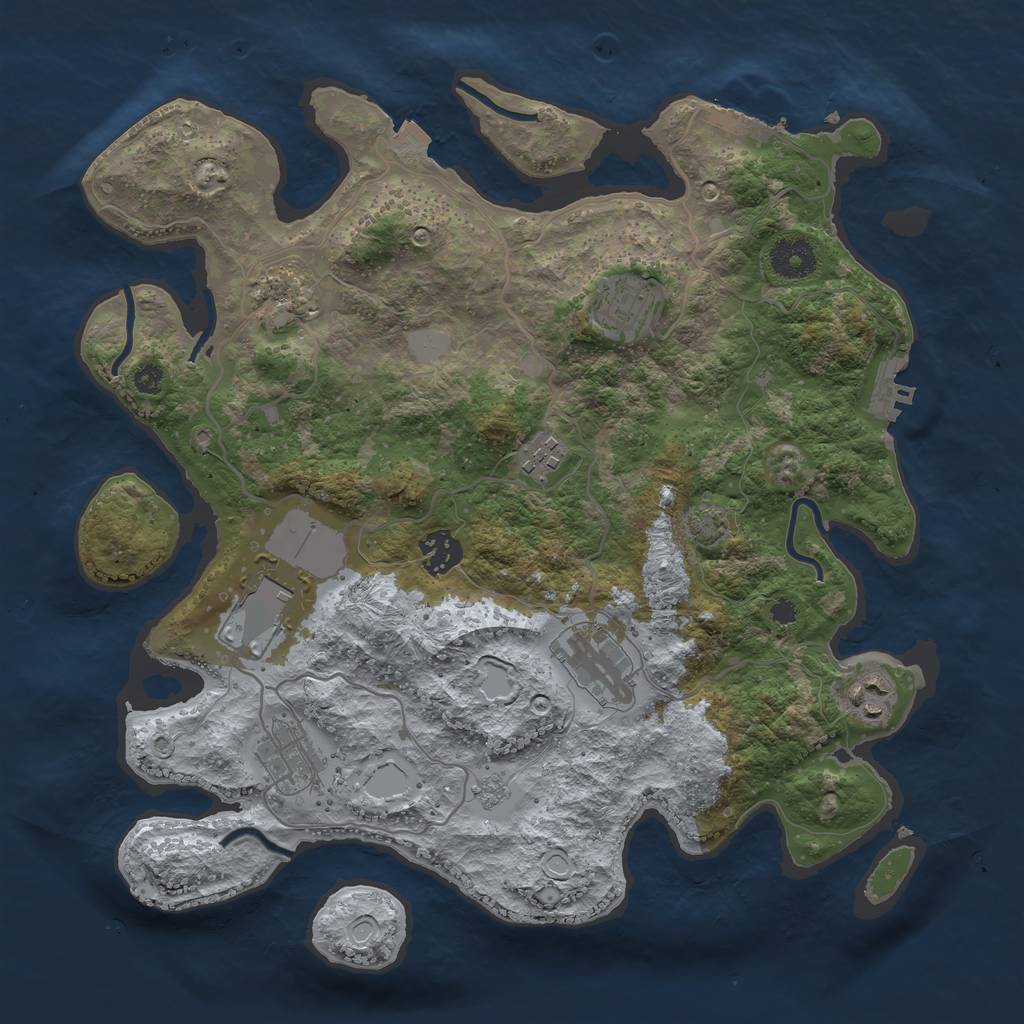 Rust Map: Procedural Map, Size: 3500, Seed: 437046198, 15 Monuments