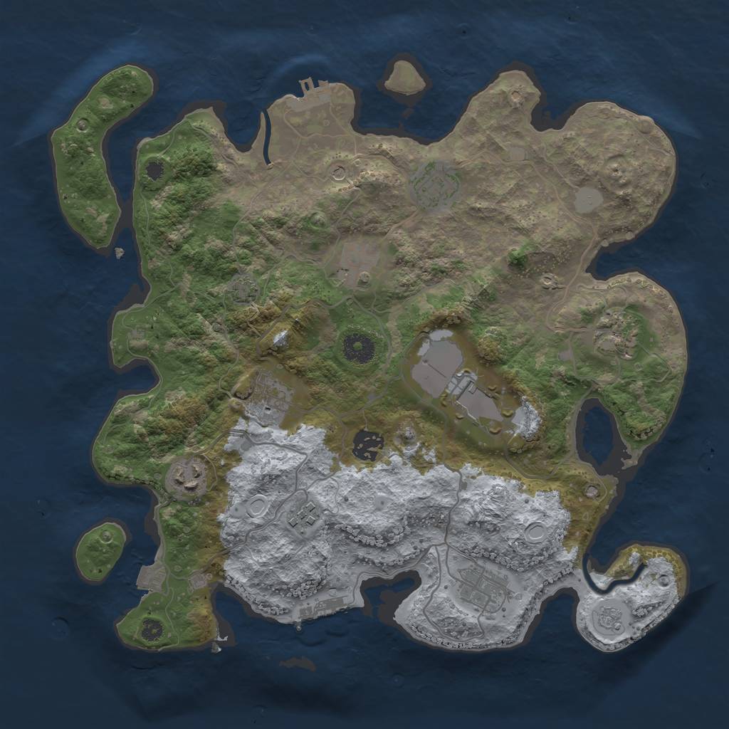 Rust Map: Procedural Map, Size: 3500, Seed: 260164560, 17 Monuments