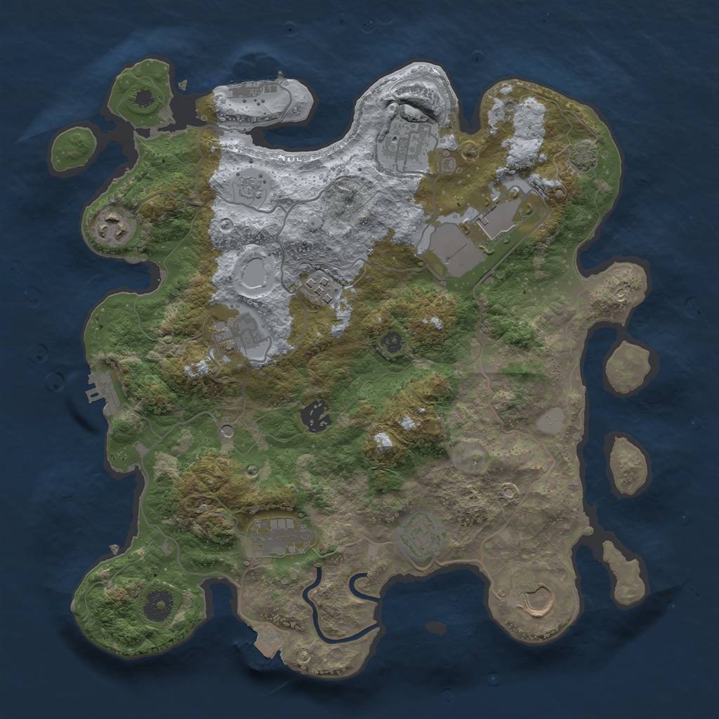 Rust Map: Procedural Map, Size: 3500, Seed: 1547345087, 17 Monuments