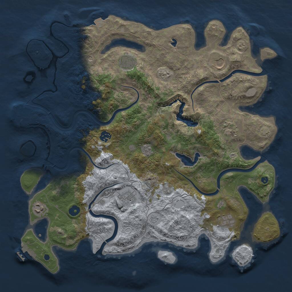 Rust Map: Procedural Map, Size: 4100, Seed: 67243, 14 Monuments