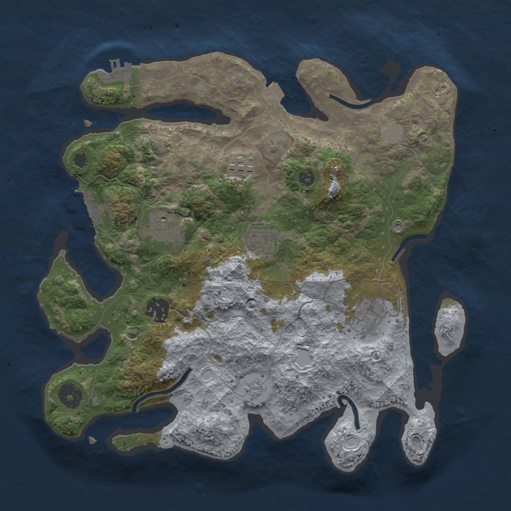 Rust Map: Procedural Map, Size: 3200, Seed: 453, 13 Monuments