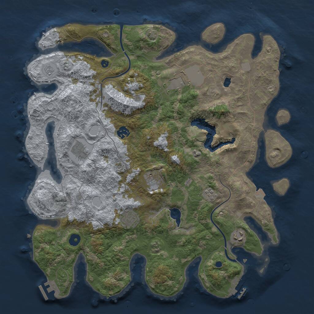 Rust Map: Procedural Map, Size: 4000, Seed: 848476229, 13 Monuments