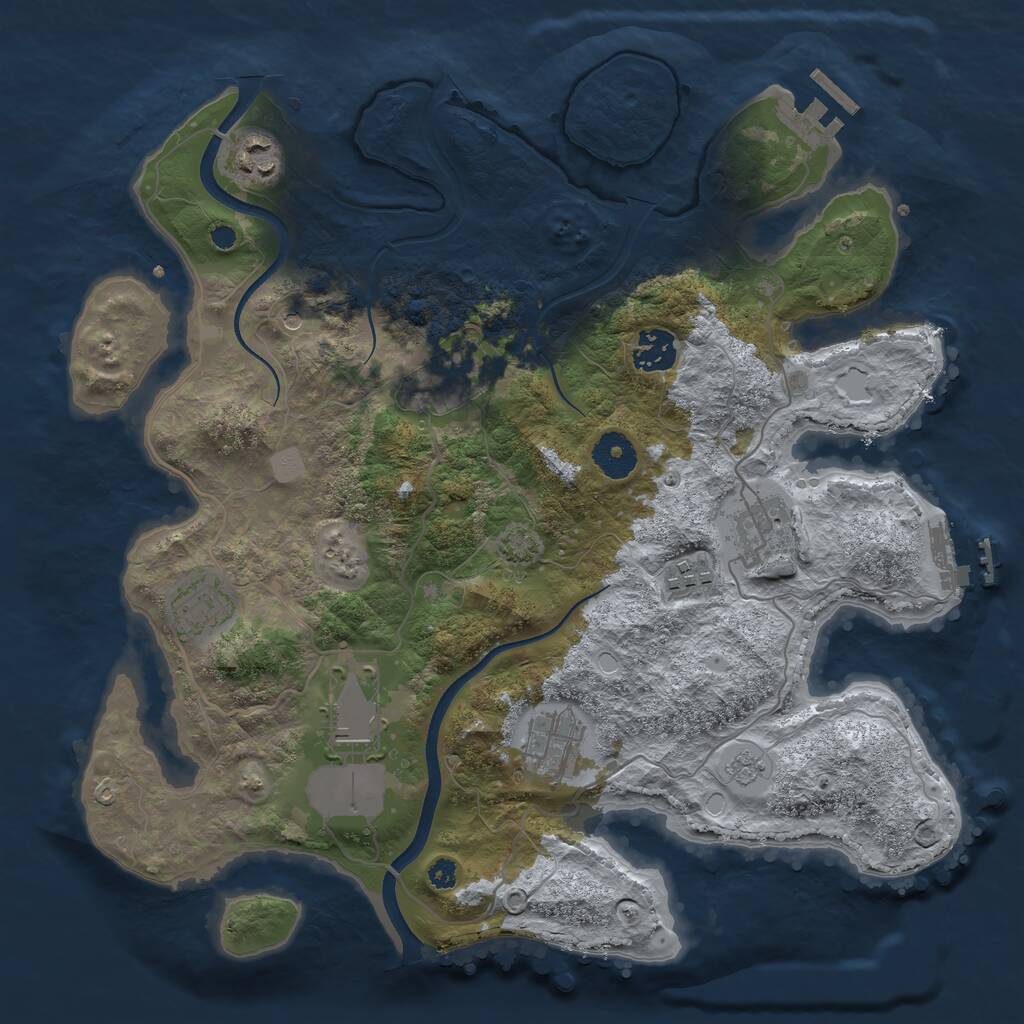 Rust Map: Procedural Map, Size: 3500, Seed: 9132333, 14 Monuments