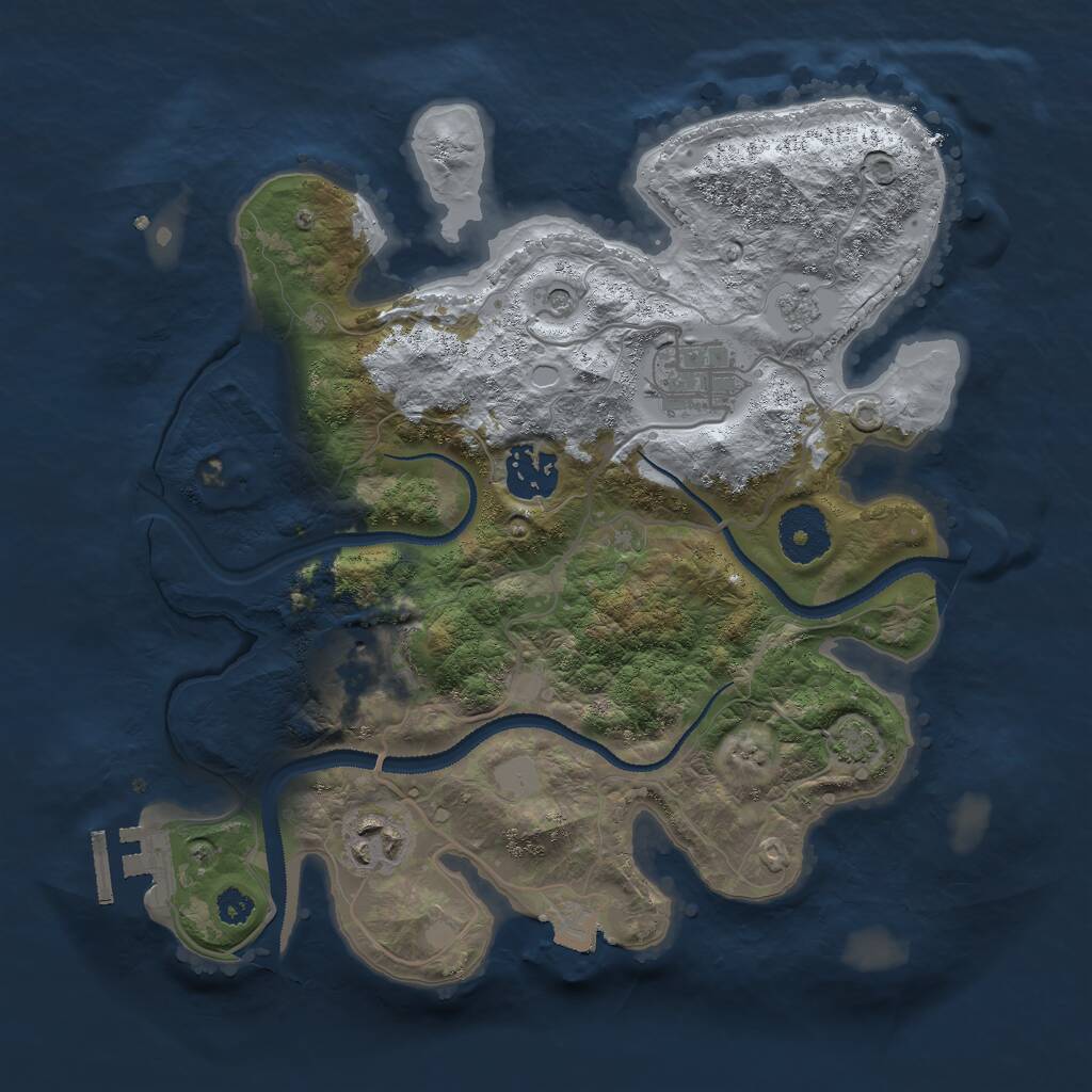 Rust Map: Procedural Map, Size: 3000, Seed: 5129064, 9 Monuments