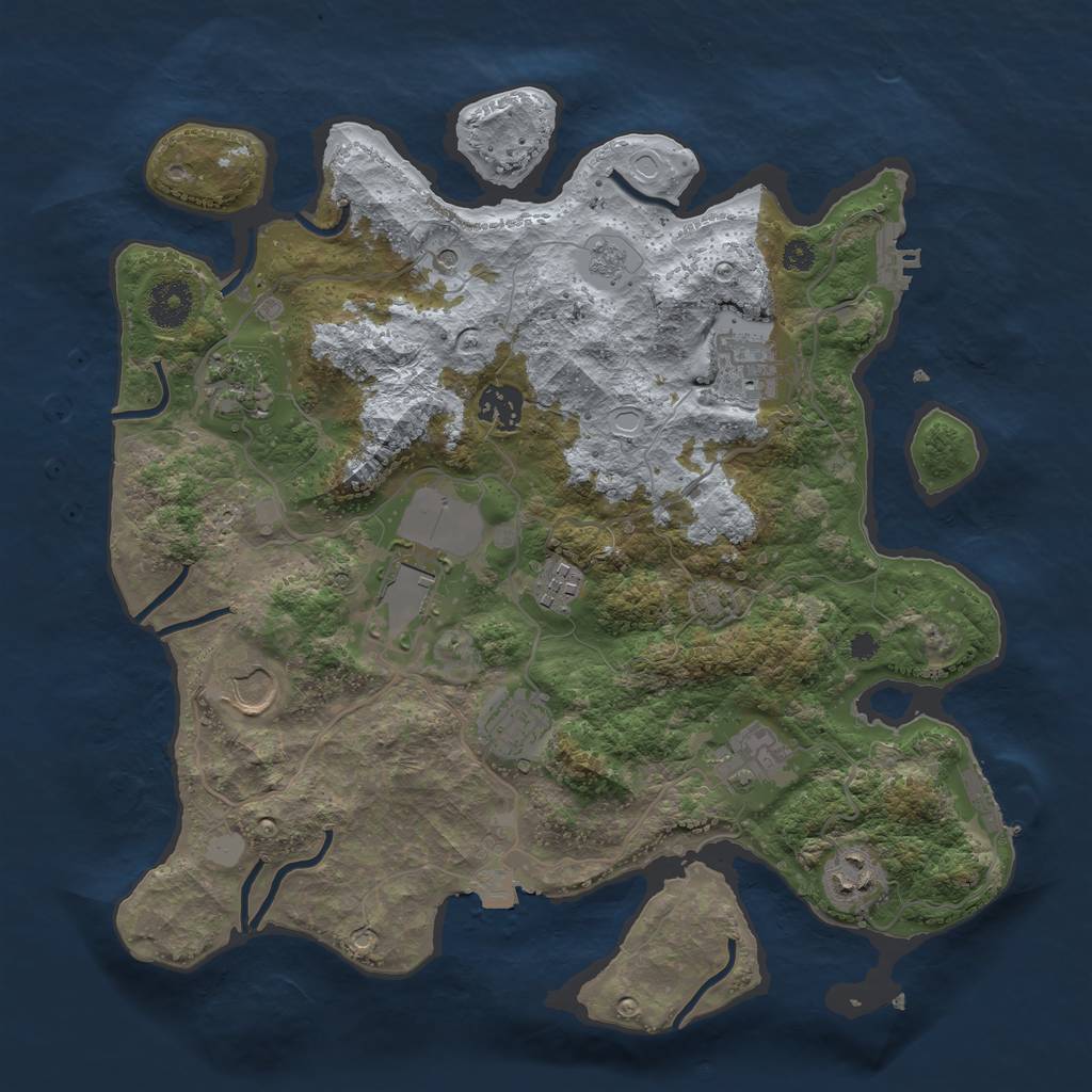 Rust Map: Procedural Map, Size: 3500, Seed: 1891000981, 17 Monuments